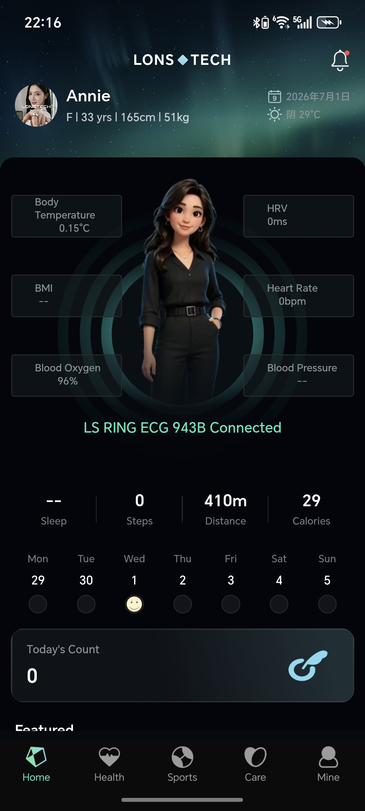 LonsTech Health app dashboard